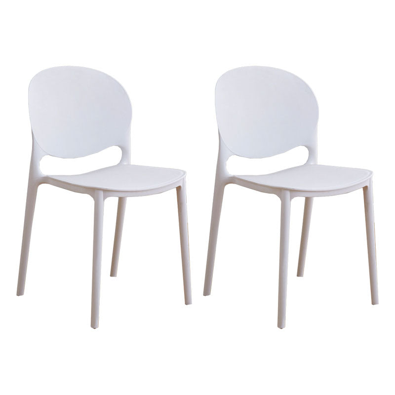 Silla apilable de estilo moderno, silla con respaldo abierto sin brazos y patas de plástico para cocina