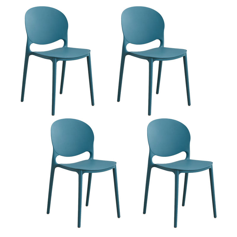Silla apilable de estilo moderno, silla con respaldo abierto sin brazos y patas de plástico para cocina