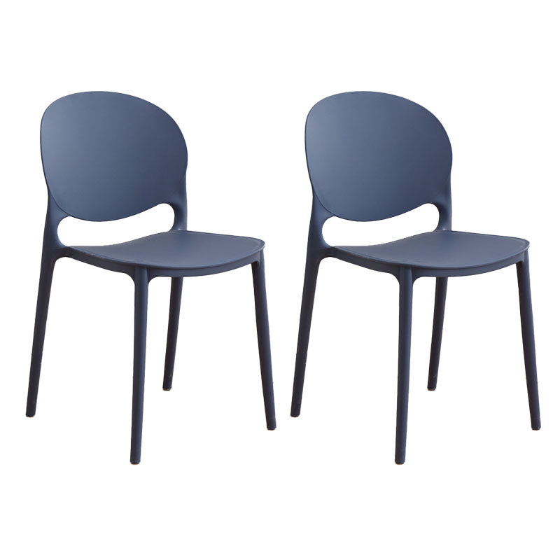 Silla apilable de estilo moderno, silla con respaldo abierto sin brazos y patas de plástico para cocina
