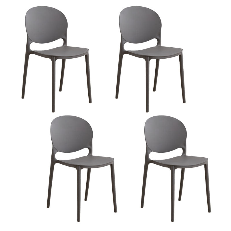 Silla apilable de estilo moderno, silla con respaldo abierto sin brazos y patas de plástico para cocina