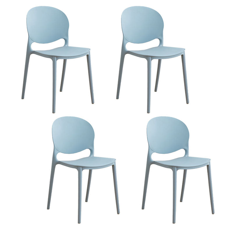 Silla apilable de estilo moderno, silla con respaldo abierto sin brazos y patas de plástico para cocina