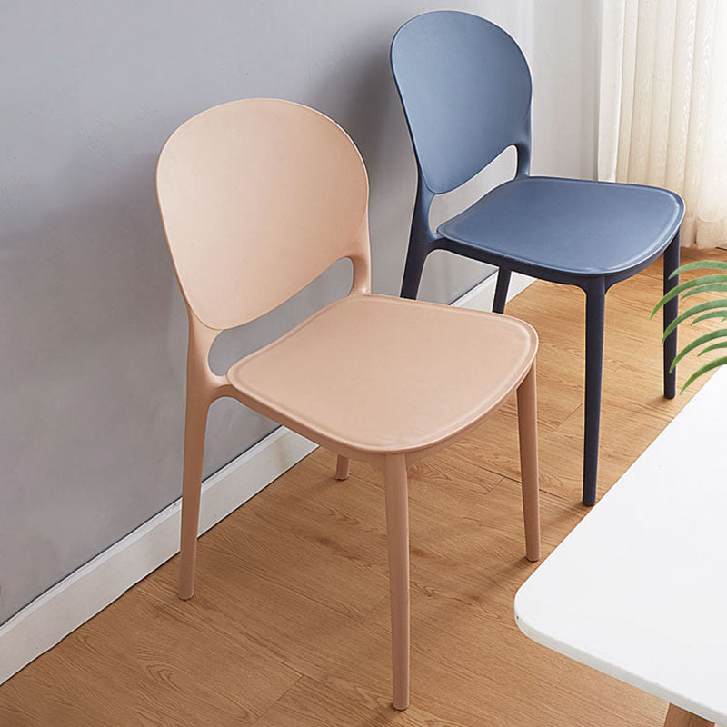 Silla apilable de estilo moderno, silla con respaldo abierto sin brazos y patas de plástico para cocina