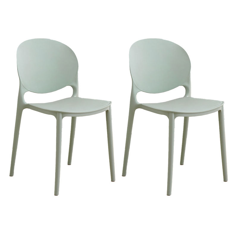 Silla apilable de estilo moderno, silla con respaldo abierto sin brazos y patas de plástico para cocina