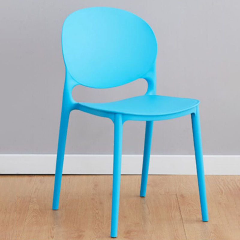 Silla apilable de estilo moderno, silla con respaldo abierto sin brazos y patas de plástico para cocina