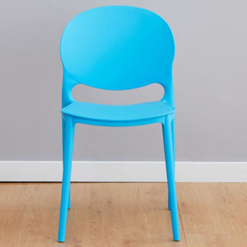Silla apilable de estilo moderno, silla con respaldo abierto sin brazos y patas de plástico para cocina