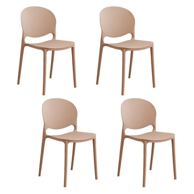 Silla apilable de estilo moderno, silla con respaldo abierto sin brazos y patas de plástico para cocina