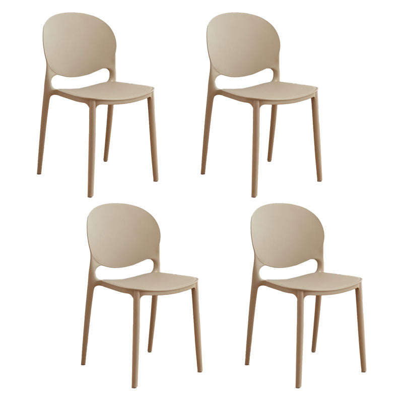 Silla apilable de estilo moderno, silla con respaldo abierto sin brazos y patas de plástico para cocina