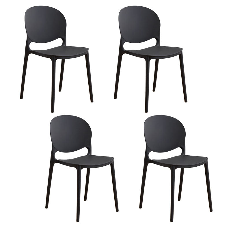 Silla apilable de estilo moderno, silla con respaldo abierto sin brazos y patas de plástico para cocina