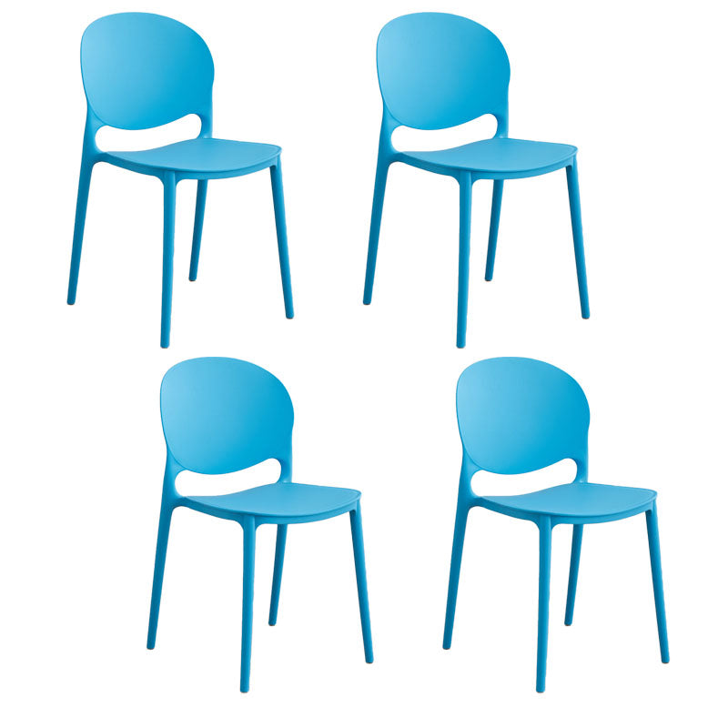 Silla apilable de estilo moderno, silla con respaldo abierto sin brazos y patas de plástico para cocina