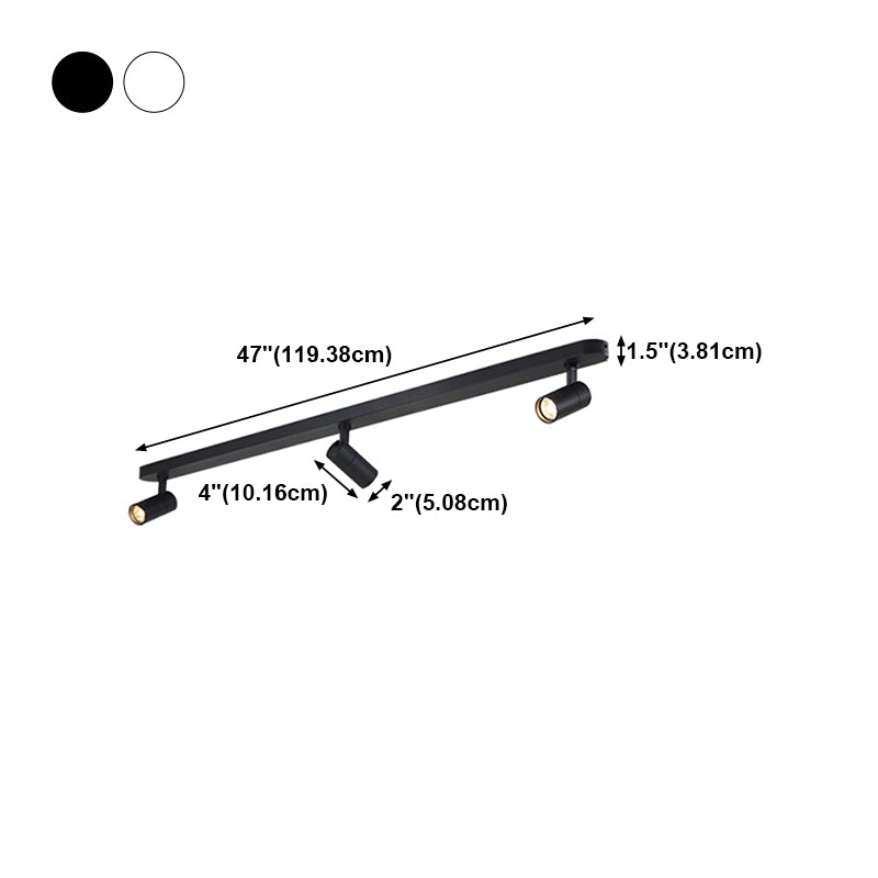 Lampe de plafond de rail de forme cylindrique en aluminium moderne 3 lumières monture à chasse d'eau pour le salon