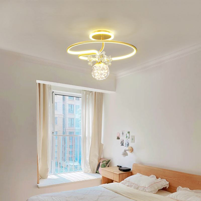 Lámpara de techo LED de forma de bola Montaje moderno de 3 luces para el estudio de dormitorio