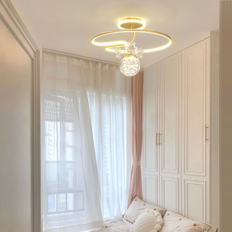 Lámpara de techo LED de forma de bola Montaje moderno de 3 luces para el estudio de dormitorio