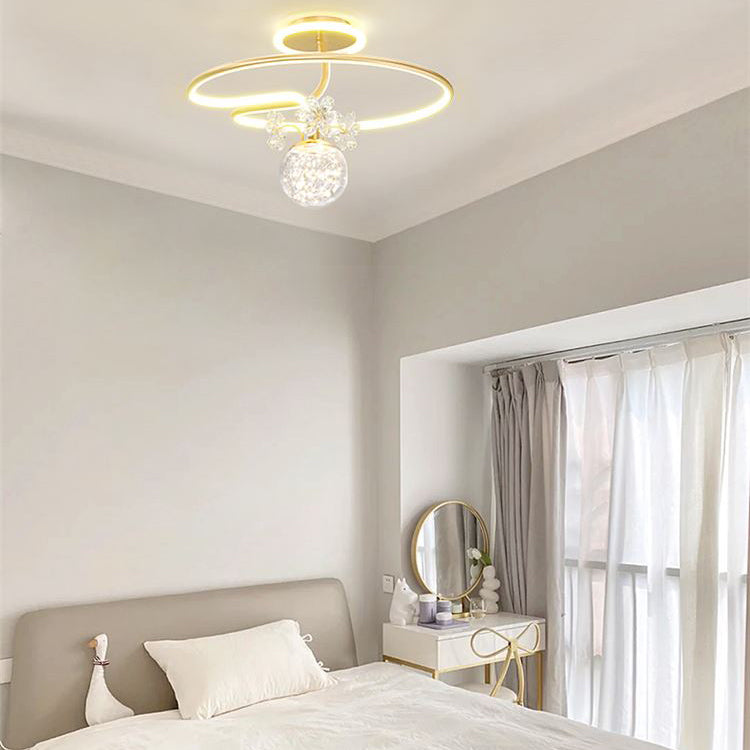 Lámpara de techo LED de forma de bola Montaje moderno de 3 luces para el estudio de dormitorio