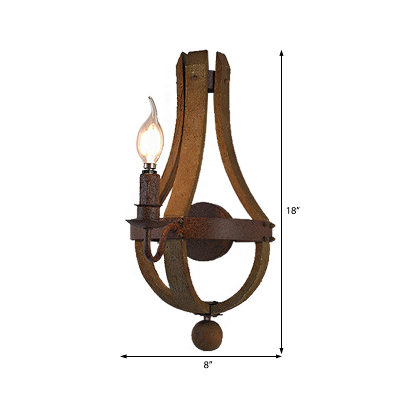 Rust Candle Wall Lighting Rustic Style Metal 1/2/3-Light Dining Room Sconce Lamp
