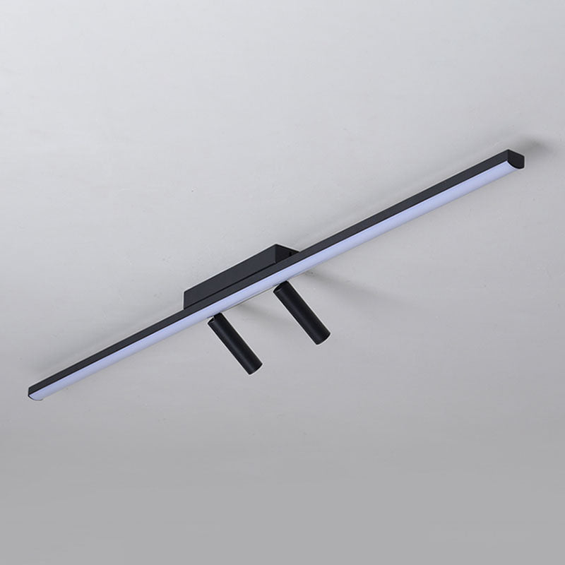 Modern Strip Ceiling Light Metal Black 3 Lights Track Flush Mount Light for Living Room