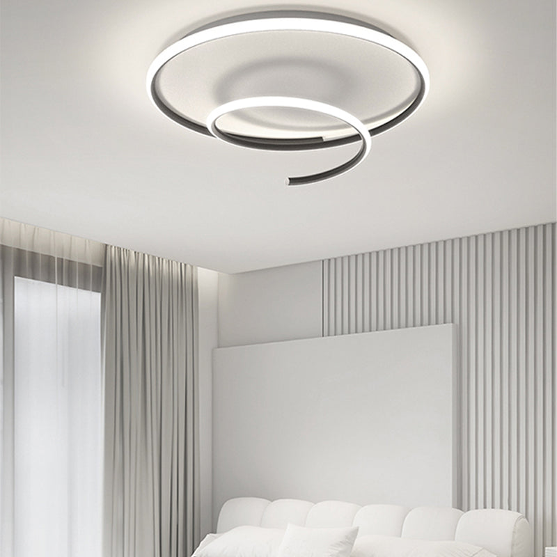 Contemporary Metal Ceiling Light Linear Black Flush Mount Light for Bedroom