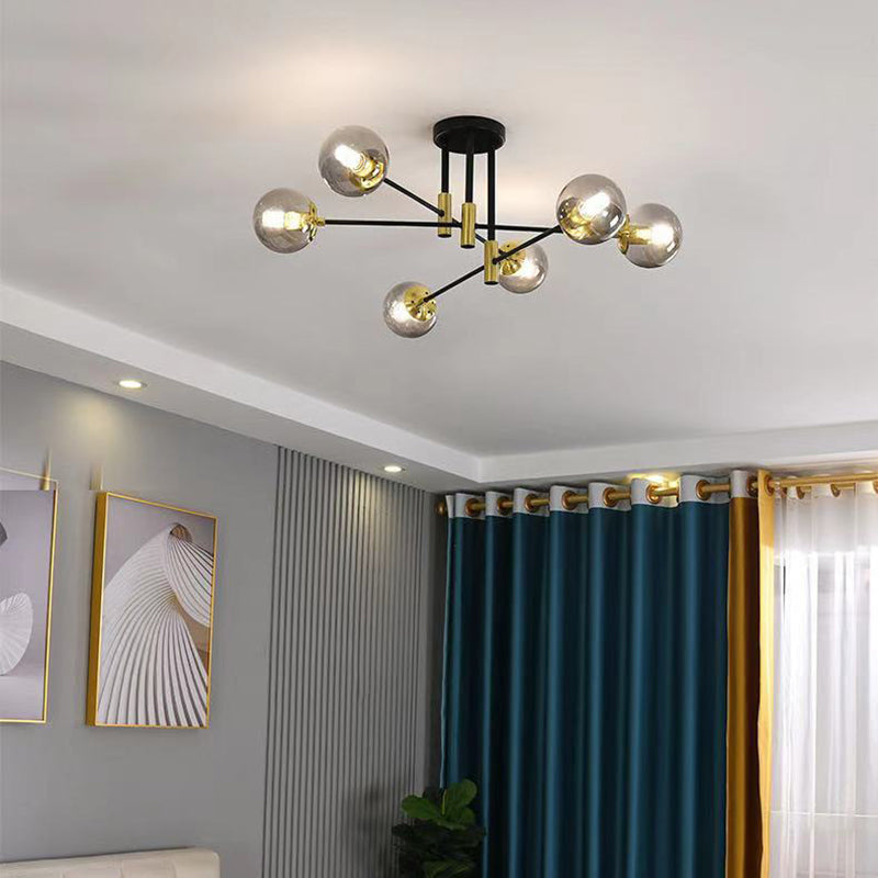 Glass Ball Shape Flush Ceiling Light Modern Style Multi Lights Flush Mount Lighting