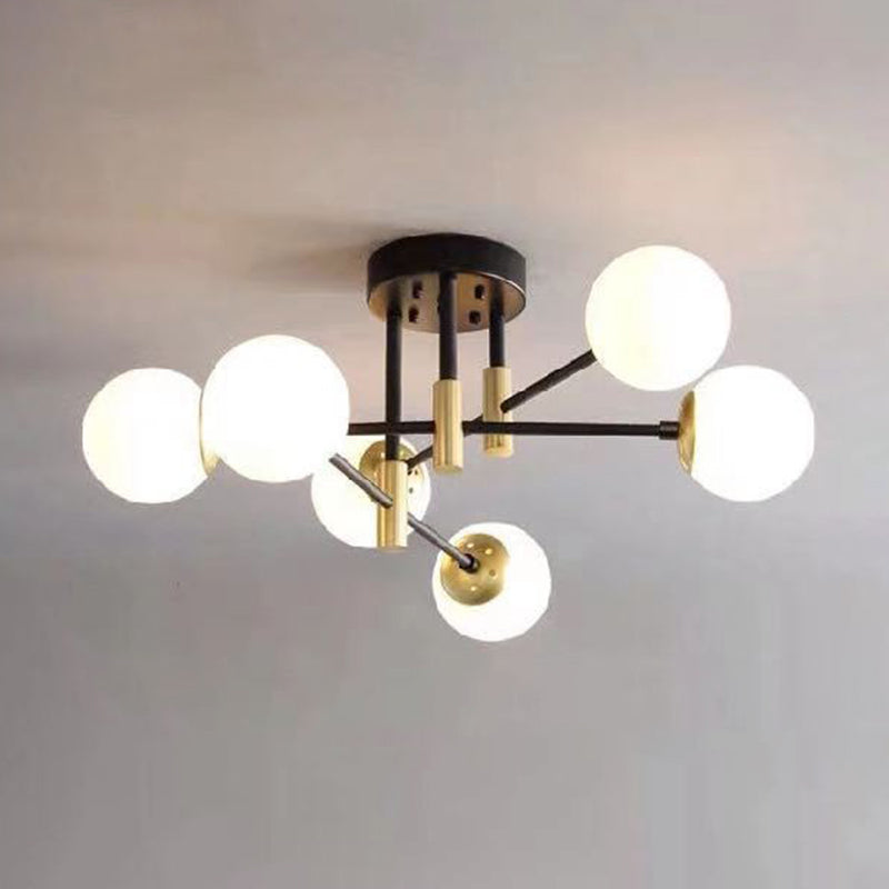 Glass Ball Shape Flush Ceiling Light Modern Style Multi Lights Flush Mount Lighting