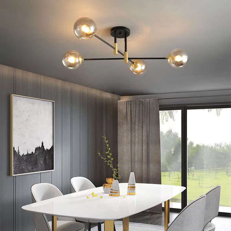Glass Ball Shape Flush Ceiling Light Modern Style Multi Lights Flush Mount Lighting