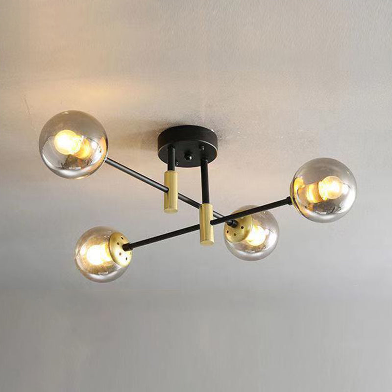 Glass Ball Shape Flush Ceiling Light Modern Style Multi Lights Flush Mount Lighting