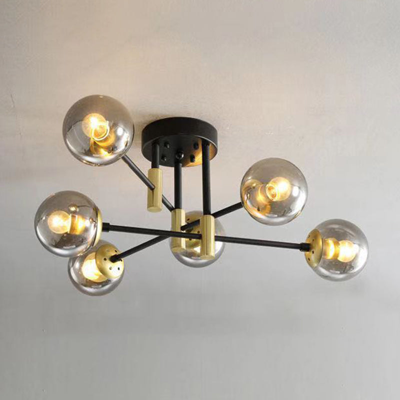 Glass Ball Shape Flush Ceiling Light Modern Style Multi Lights Flush Mount Lighting