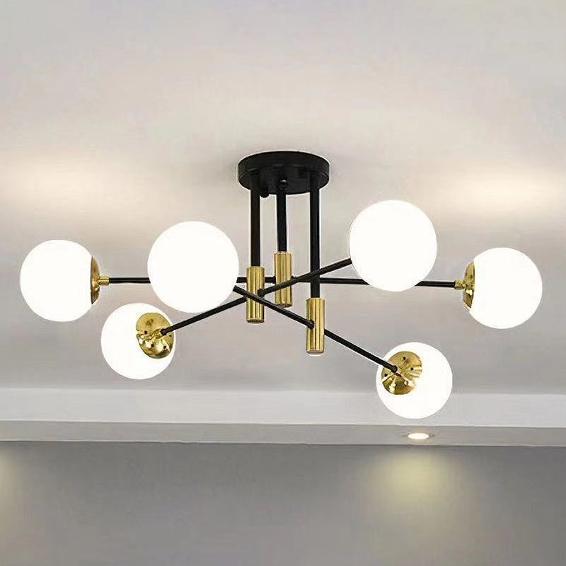 Glass Ball Shape Flush Ceiling Light Modern Style Multi Lights Flush Mount Lighting