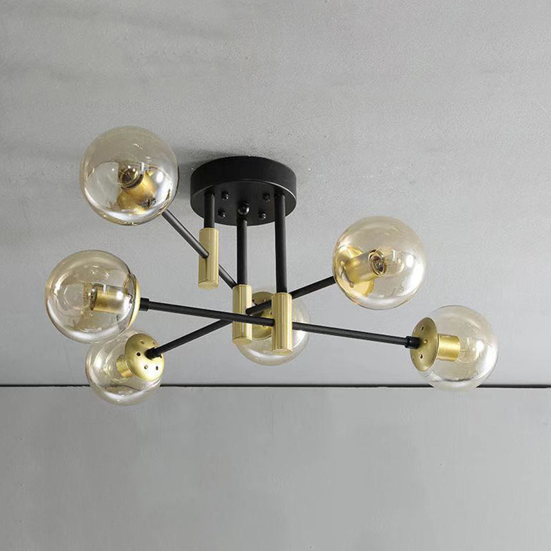 Glass Ball Shape Flush Ceiling Light Modern Style Multi Lights Flush Mount Lighting