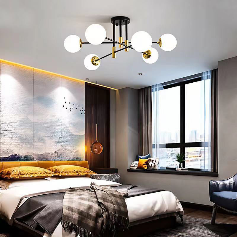 Glass Ball Shape Flush Ceiling Light Modern Style Multi Lights Flush Mount Lighting