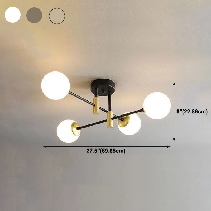 Glass Ball Shape Flush Ceiling Light Modern Style Multi Lights Flush Mount Lighting