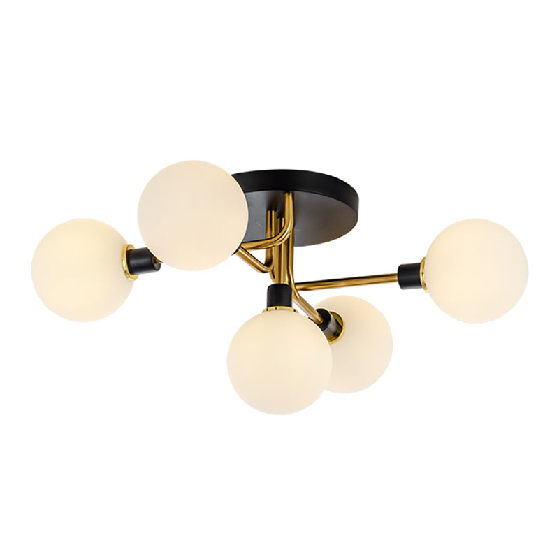 Luz de techo de bola de vidrio Luz de montaje de semi descarga posmoderna para sala de estar para sala de estar