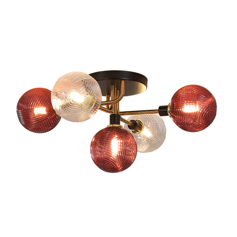 Luz de techo de bola de vidrio Luz de montaje de semi descarga posmoderna para sala de estar para sala de estar