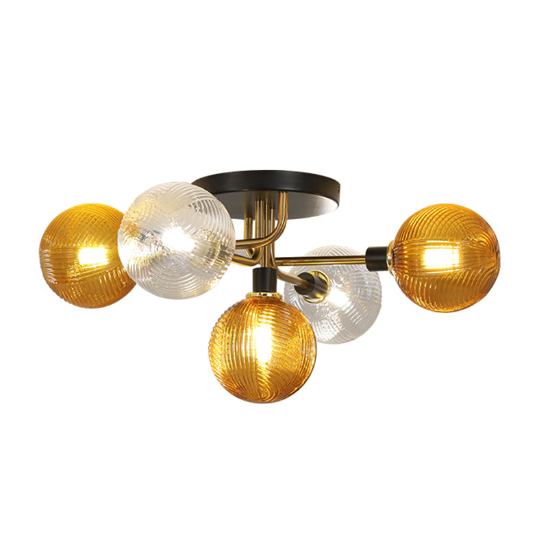 Luz de techo de bola de vidrio Luz de montaje de semi descarga posmoderna para sala de estar para sala de estar
