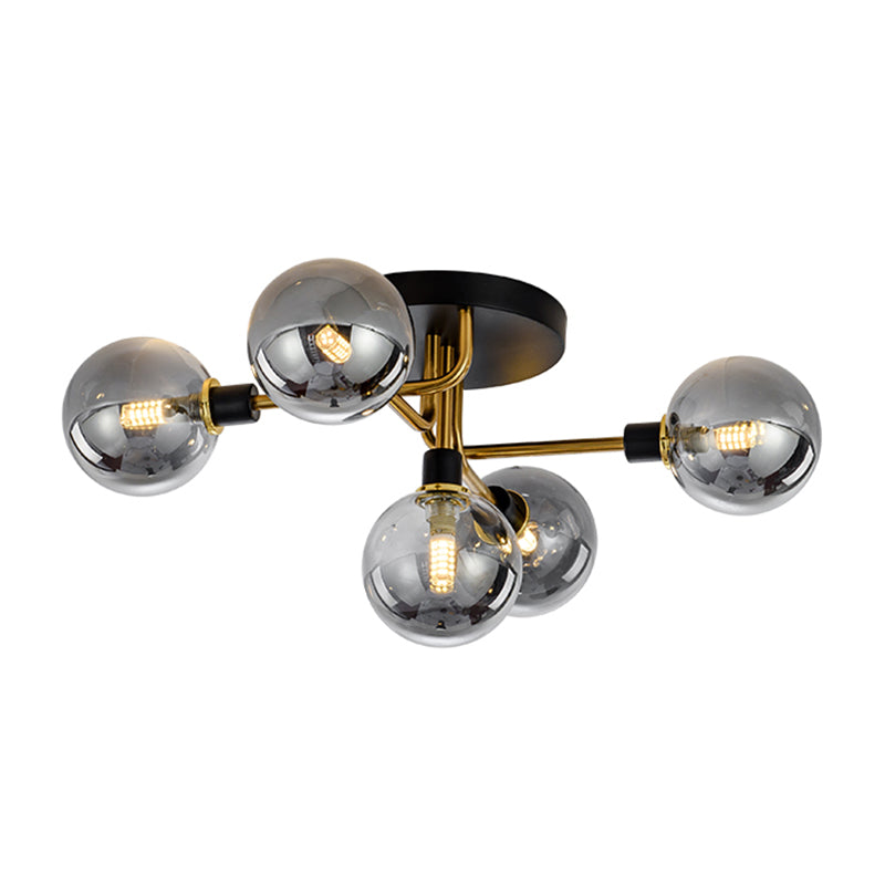 Luz de techo de bola de vidrio Luz de montaje de semi descarga posmoderna para sala de estar para sala de estar