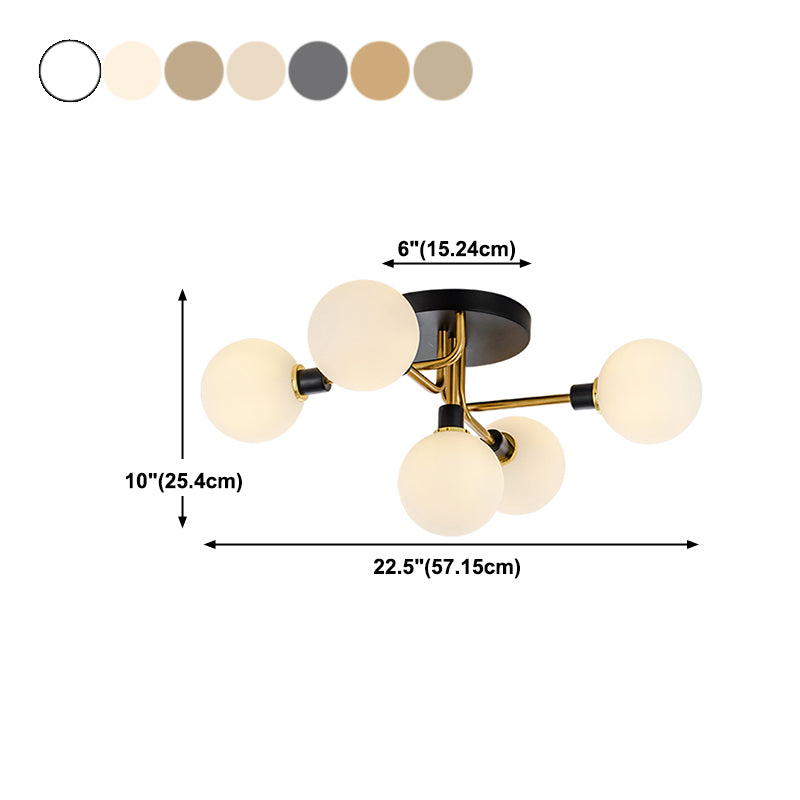 Luz de techo de bola de vidrio Luz de montaje de semi descarga posmoderna para sala de estar para sala de estar