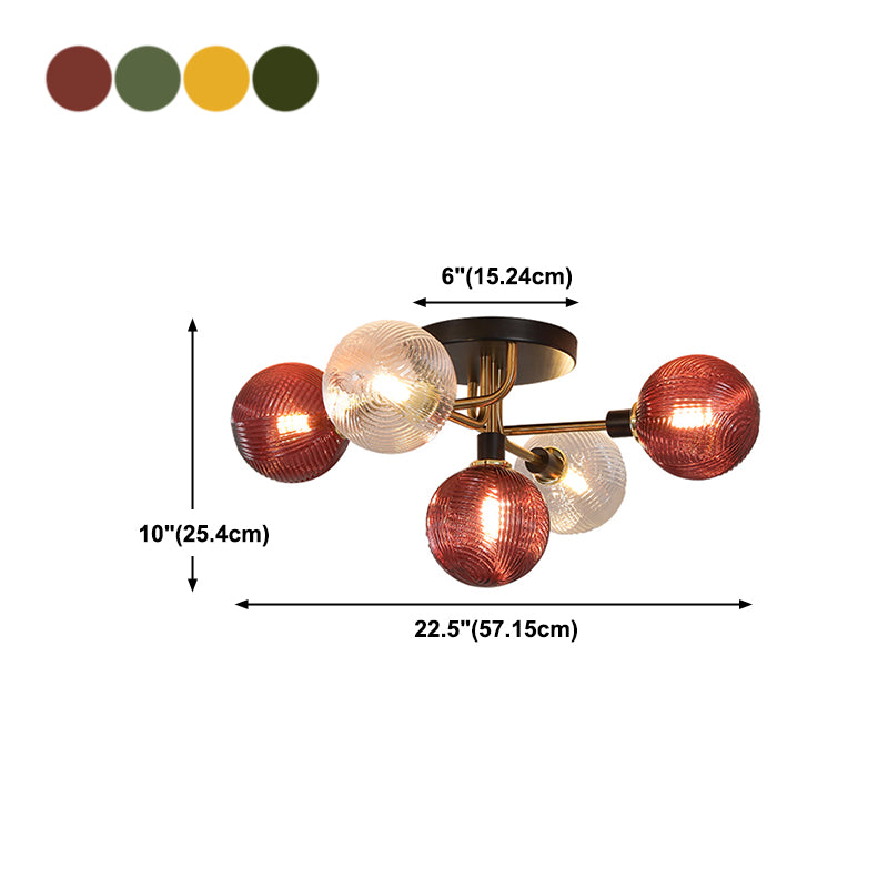 Luz de techo de bola de vidrio Luz de montaje de semi descarga posmoderna para sala de estar para sala de estar