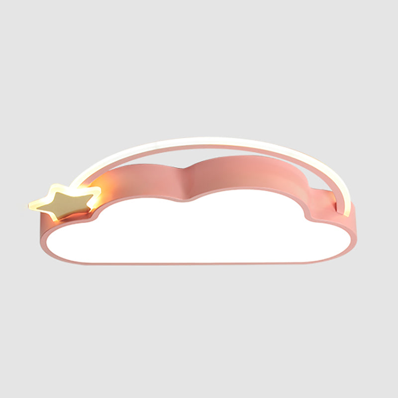 Aluminum Pink Flush Mount Light Lovely Style LED Ceiling Light for Kid's Room