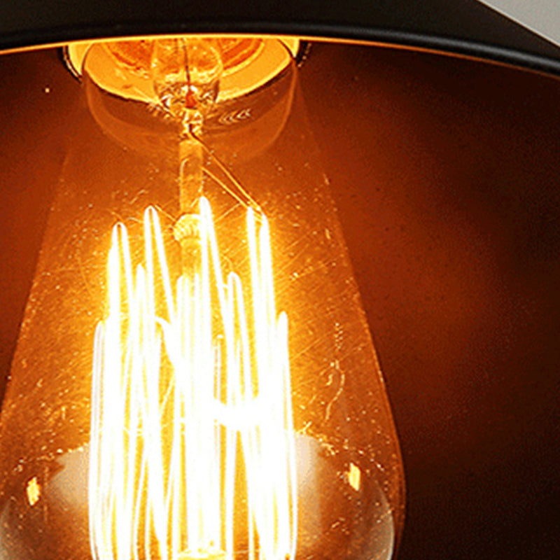 Colgante de islas negras de metal ligero de la isla industrial con cuerda natural para restaurante