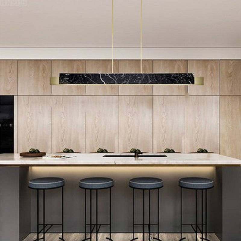 Colgante de la isla recta de latón de la isla de estilo moderno con mármol para el comedor