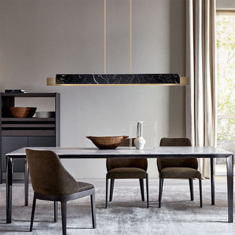 Colgante de la isla recta de latón de la isla de estilo moderno con mármol para el comedor