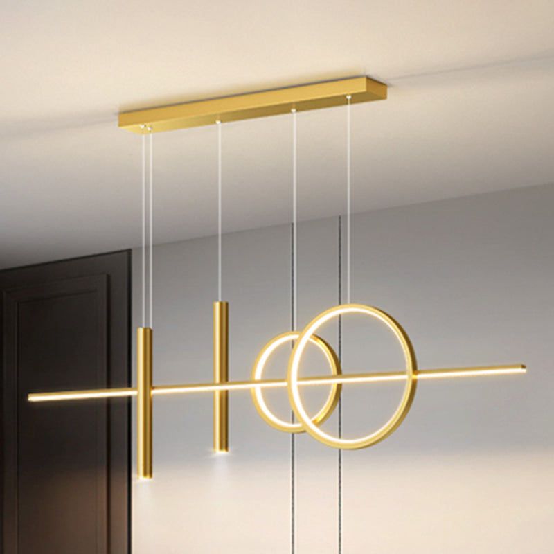 Modern Geometry Island Light Fixtures 5-Head LED Restaurant Hanging Lamps