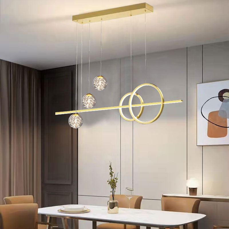 Luz de metal moderna Geométrica Geométrica 6 luces LED Island Colgante para sala de estar