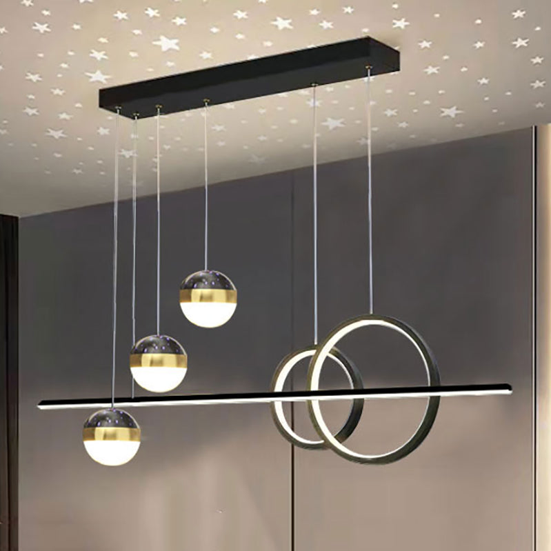 Modern Metal Island Light Geometric 6 Lights LED Island Pendant for Living Room