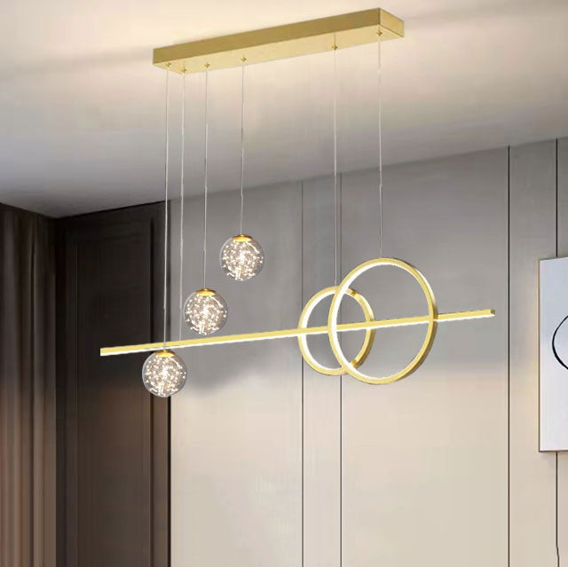 Luz de metal moderna Geométrica Geométrica 6 luces LED Island Colgante para sala de estar