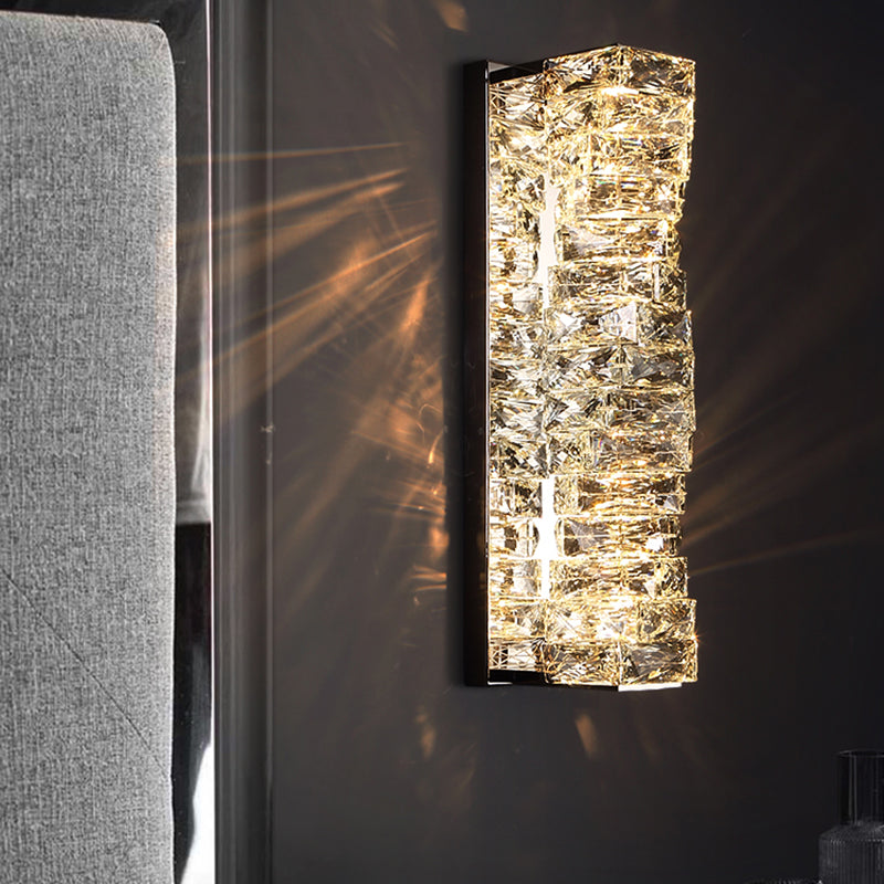 Luz de pared de acero inoxidable moderna Luz de pared geométrica apliques con cristal para sala de estar