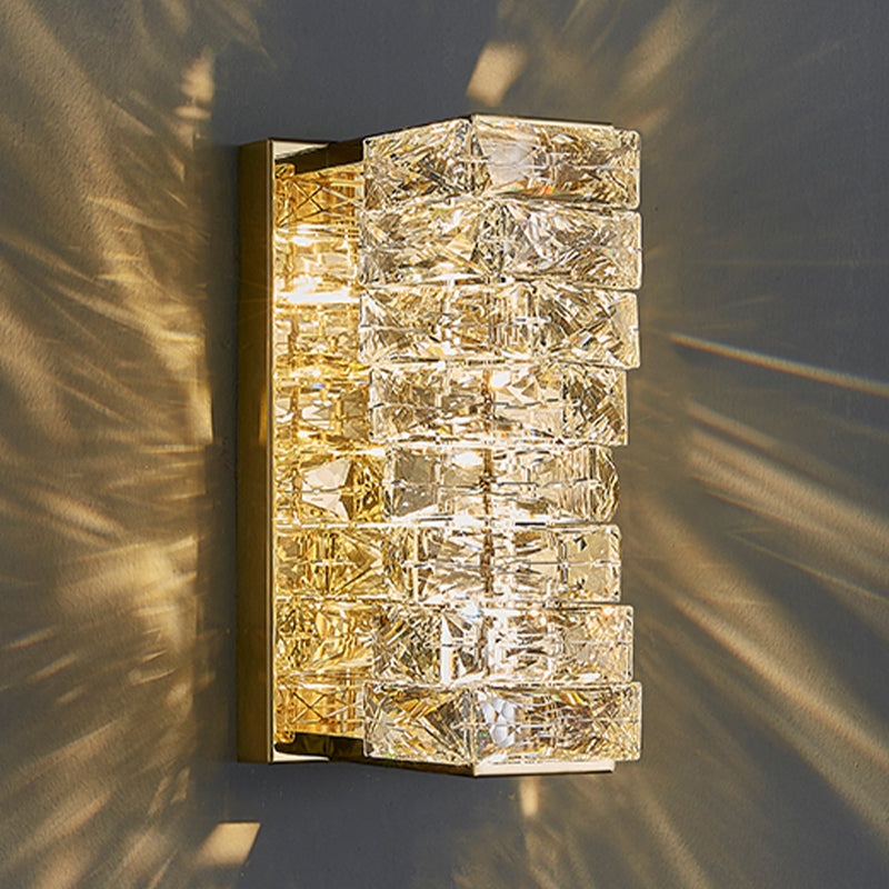 Modern Stainless Steel Wall Light Geometric Wall Sconce with Crystal for Living Room