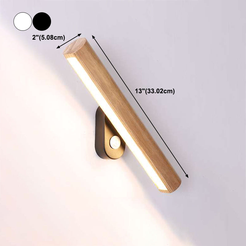 Modern Style Wall Light Strip Shape Wood 1-Light Wall Mount Light