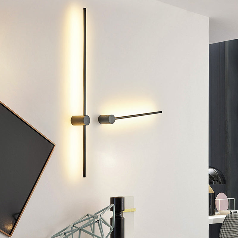 Estilo moderno de pared lineal de metal de mono de monte de pared de 1 luces en negro