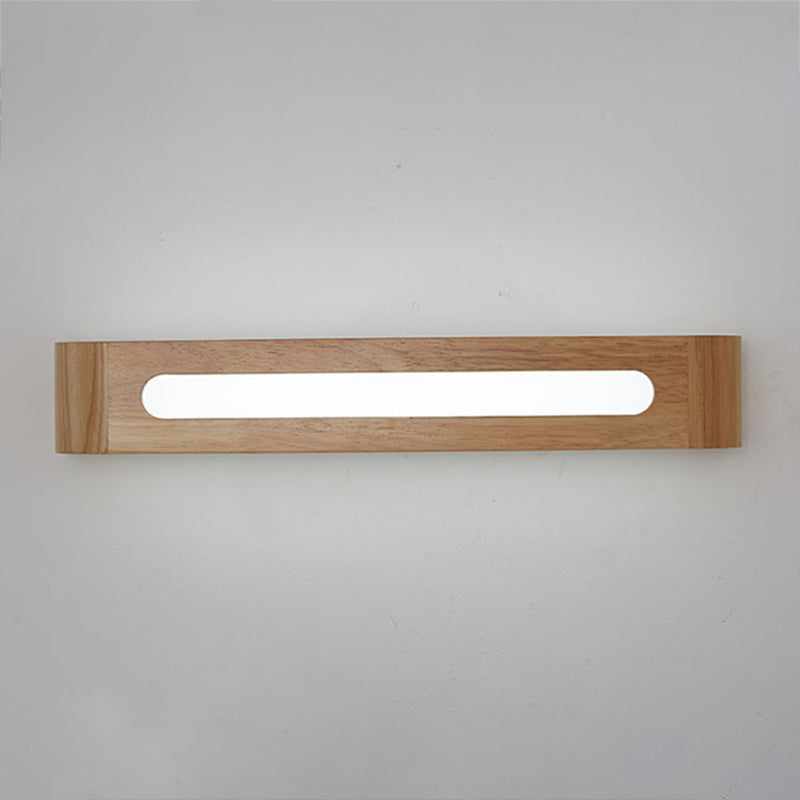 1 Light Rectangle Wall Mounted Lamps Modern Style Wood Wall Lights