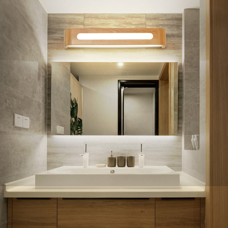 1 Light Rectangle Wall Mounted Lamps Modern Style Wood Wall Lights