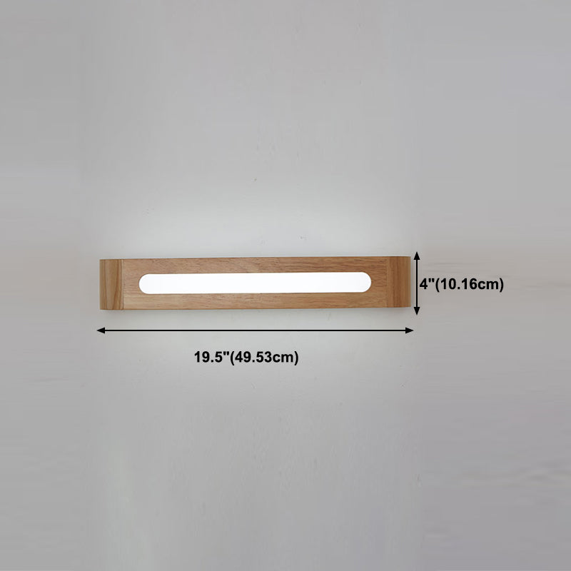 1 Light Rectangle Wall Mounted Lamps Modern Style Wood Wall Lights